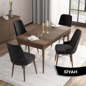 Resim Canisa Concept Iza Serisi, 80 X 132 cm Açılabilir Mdf Masa, Barok Ahşap Desen Mutfak Masa Takımı, 4 Sandalye 
