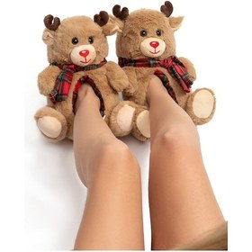 Resim Yogi Kadın Hayvanlı Panduf Kahverengi 36/41 Kahve 