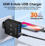 Resim Zenithdeals 65 W 6 Adet Usb Şarj Cihazı Hızlı Şarj Qc3.0 Seyahat Şarj İphone Uyumlu 14 İçin Us Plug Diğer 