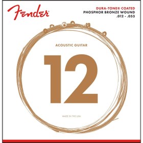 Resim Fender 860L Phosphor Bronze Dura-Tone Coated Akustik Gitar Teli (12-53) 
