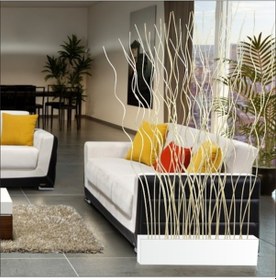 Resim 165Cm Uzun Beyaz 100Cm Saksılı Oda Bölme Seperatör Paravan 