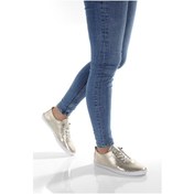 Resim Mia027-1802 Hakiki Deri Kadın Günlük Ortopedik Altın Spor Babet Ayakkabı Altın 