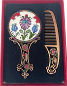 Resim Çini Evi Düğün Hediyesi Tarak Ayna Seti 
