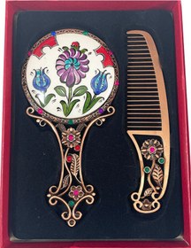 Resim Çini Evi Düğün Hediyesi Tarak Ayna Seti 
