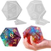 Resim Büyük Zar Reçine Kalıpları, Epoksi Reçine Döküm İçin 2 Stil Silikon Zar Kalıbı, Üçgen Altıgen D20 D12 Zar Oyun Kalıbı Numaralı, DIY Sanat El Sanatları Ev Dekorasyonu Parti Malzemeleri için Silikon Reçine Mum Yapma Kalıbı 