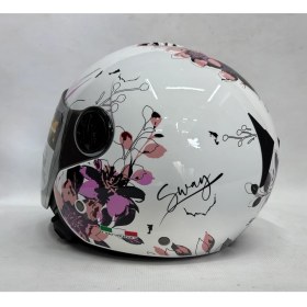 Resim Sway 715 Yarım Kask Iris Pembe Beyaz Renk Aynalı Renkli Vizör 