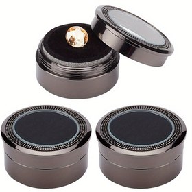 Resim 3 Adet FINGERINSPIRE Alaşımlı Takı Hediye Kutuları Kadife Yastık ve Şeffaf Pencere Sütunu ile - Elektroforez Siyah, 3.25x1.6 cm, İç Boyutu 2.45 cm Küpe, Yüzükler, Kolyeler için - Takı Saklama & Hediyelik, Metalik Görünüm, Yüksek Kaliteli Kaplama 