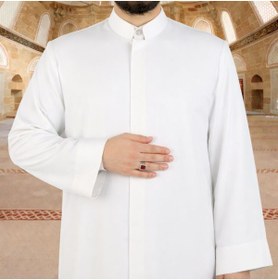 Resim İkranur Mecelle Namaz ve İmam Cübbesi Uzun Beyaz Enderun Model 