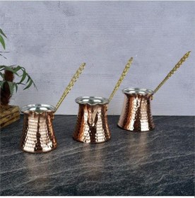 Resim Dövme Bakır Cezve Seti 3 Lü Set 2-4-5 Kişilik Cezve Set 