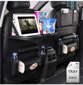 Resim Dashanshop Siyah Tepsi Tabanlı Premium Suni Deri Koltuk Arkası Organizer Ve Katlanır Masa 