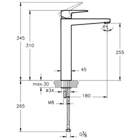 Resim Artema Root Square Çanak Lavabo Bataryası Krom A42733 