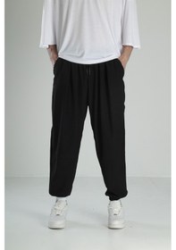 Resim Cocopelli Bürümcük Kumaş Siyah Pileli Yarım Şalvar Coc2488 Siyah 