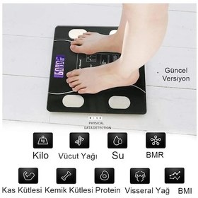 Resim Lunaev Yağ Ölçer Fonksiyonlu Dijital Baskül Elektronik Tartı Akıllı Bluetooth Lcd Dijital Ekran Ev V 