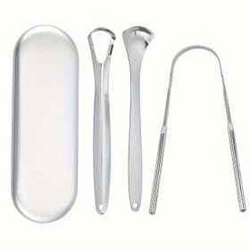 Resim Paslanmaz Çelik Dil Kazıyıcı Seti, 1/2/3 Paket - Ağız Hijyeni Bakımı Kötü Nefes Azaltmak için - Erkekler, Kadınlar için Güvenli U-Şekilli Dil Temizleyiciler - Kokusuz Diş Aracı Taze Nefes için 