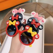 Resim Kırmızı ve Siyah Kalp ve Kurdele Detaylı Minnie Mouse Kedi Gözü Gözlük - Şık Kadın Moda Aksesuarı, Arkadaşlar için Mükemmel Hediye, Şenlikli Aksesuar | Eğlenceli Tasarım | Plastik Çerçeve 