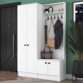 Resim Rani P6 Modern Portmanto Ayakkabılık Vestiyer Beyaz M11 
