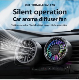 Resim Xuweiwei 3ü1 Araç Vantilatörü Soğutma Aromaterapi Aydınlatma Siyah Gri 
