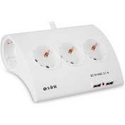 Resim S-Link SPG9-5-15 Akım Koruma ve 2 Adet 2.1 A USB Şarj Soketli Beşli Masaüstü Grup Priz 