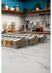 Resim 36'lı Şeffaf Pleksi Standlı Cam Baharatlık Seti Kapaklı Beyaz Etiketli Baharatlık Mh02slvr36 Beyaz - Şeffaf 