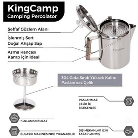 Resim Kingcamp Percolator Coffee Pot Çelik Kahve Demleme Seti Gümüş 
