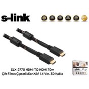 Resim S-link SLX-2770 HDMI TO HDMI 70m Çift Filtre+Çipsetli+Kor.Kılıf 1.4 Ver. 3D Kablo 