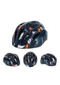 Resim Karikatür Çocuk Kask Denge Aracı Kaykay Kaskı- Lacivert Roket Koyu Mavi 