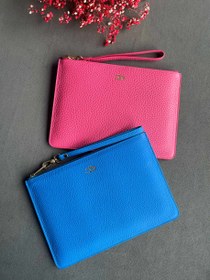 Resim Deri Clutch Çanta | Saks Mavi Togo 