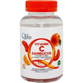 Resim QLİFE Vitamin C Sambucus Gummies C vitamin + Çinko+ D vitamini + Kara Müver İçeren Gummies 60 adet 