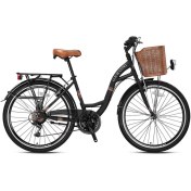 Resim Kron Geroni Sırıo 26 City Bike 21 Vites - V.b. - Mat Siyah-Siyah/kahverengi-Shimano 