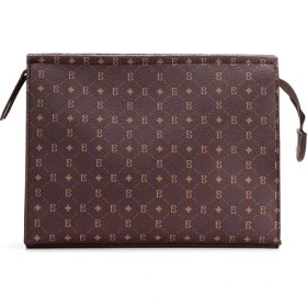 Resim Kadın Kahve Bahels Monogram Portföy Clutch Çanta 
