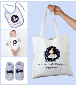 Resim Ejoya Bebeklere Özel Çantasında Kişiye Özel Zıbın Önük Ve Patik Bebek Hediye Seti 109771 