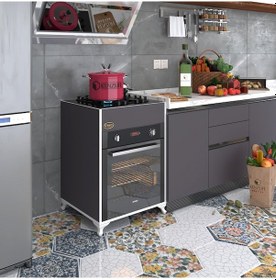 Resim Kenzlife Ankastre Modülü Kabini Hafniyum Gri Fırın Ocak Dolabı Ayaklı Üstten 