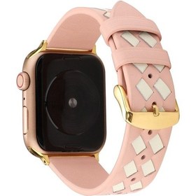 Resim iOS Uyumlu Watch Serisi 9-8-7 41mm / Se 3-se 2-6-se-5-4 40mm / 3-2-1 38mm Dokuma Desenli Hakiki Deri Kordon 