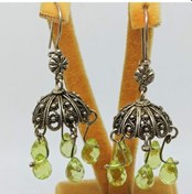 Resim Abajur Tasarımlı Topaz Taşlı Otantik Gümüş Küpe F1600516 