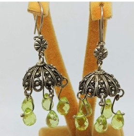 Resim Abajur Tasarımlı Topaz Taşlı Otantik Gümüş Küpe F1600516 