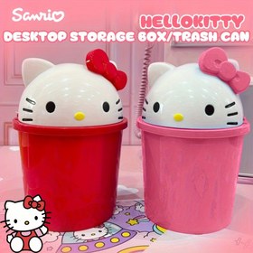 Resim Sanrio Karikatür Mini Masaüstü Çöp Kutusu Çıkarılabilir Kapak ile - Sevimli ve Şık Ofis, Mutfak veya Kahve Masası Dekoratif Depolama Kutusu 