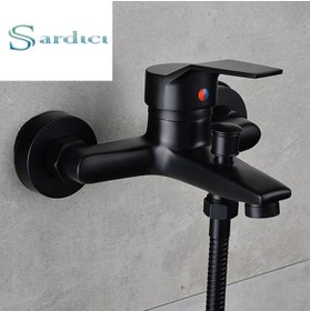 Resim Sardıcı Banyo Bataryası Mat Siyah Banyo Musluğu 