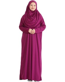 Resim Modish Group Keseli Namaz Elbisesi Eşarp Ve Tesbih Hazır Tesettür Giyim Türban Müslüman Giysi Takım Fuşya 