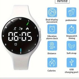 Resim Fochsia Beyaz Renkli Erkek Ve Kız Çocukları İçin Şık Dijital Alarmlı Çift Ekranlı Usb Şarjlı Kol Saati Diğer 