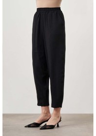Resim Mizalle Beli Lastikli Şalvar Siyah Pantolon Siyah 