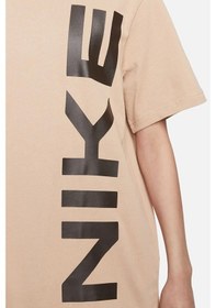Resim Nike Air Sportswear Tee Loose Ft Kadın Büyük Beden %100 Pamuk Tişört Açık Kahve Açık Kahverengi 