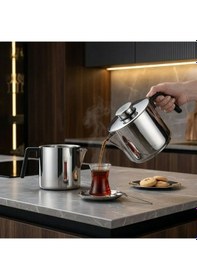 Resim Jumbo İnfinity 3ply İndüksiyon Tabanlı Çelik Çaydanlık Gümüş 