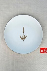 Resim Tabak Evi Porselen Natura Marinum Altın Yaldız Servis Tabağı 24.5 CM 6'lı 