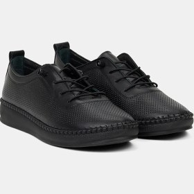 Resim Desa Kadın Siyah Lastik Bağcıklı Deri Spor Ayakkabı 