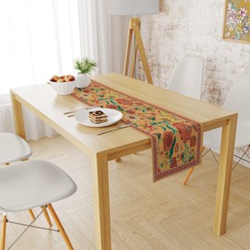 Resim Classic Flowers İnce Keten Runner 140x45cm 