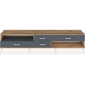 Resim Arges Tv Ünitesi Tek Raflı 4 Çekmeceli 220x30x51 Çam-antrasit Antrasıt/antrasıt - Atlas Çam 