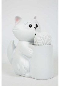 Resim Vitale Polyester Beyaz Kedicik Kalemlik 22x15 Cm Ak.kz0023 