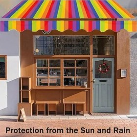 Resim Manuel Geri Çekilebilir Tente Kumaş Yedek Üst Kapak, 12x10ft/10x8ft/8x5ft/6x5ft Polyester Yedek Tuval, Dış Mekan Kapı Penceresi İçin Veranda Güneş Gölge Barınak Bezi 