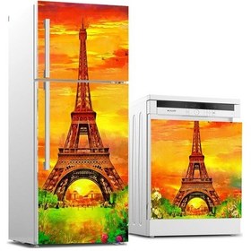 Resim Buzdolabı Ve Bulaşık Makinası Beyaz Eşya Sticker Kaplama Eyfel Ya 
