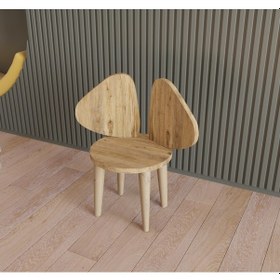 Resim Çocuk Sandalyesi Çocuk Oturağı Fil Kulaklı Ahşap MDF Sandalye Montessori Sandalye TEKLİ Kahverengi 